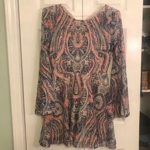 Pink blue paisley designed Lacey dress